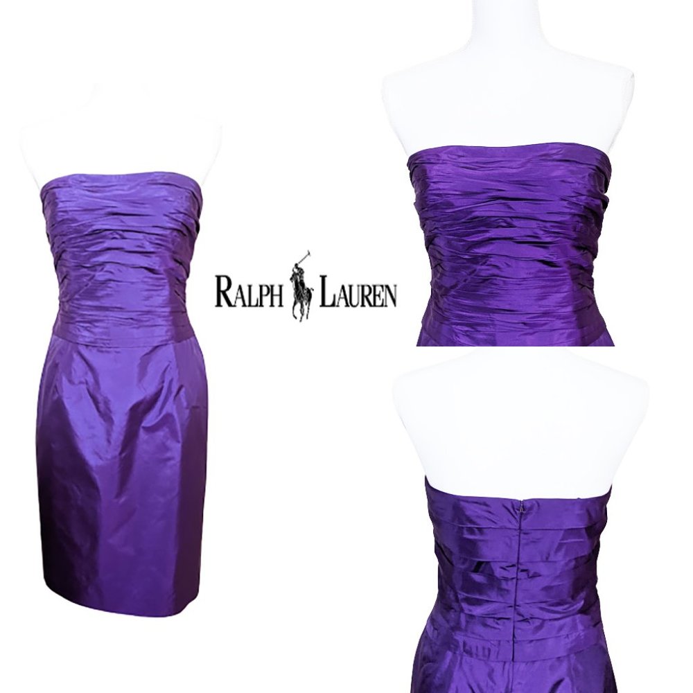 RALPH LAUREN 100% Silk Pleated Cocktail/Special Occasion Dress